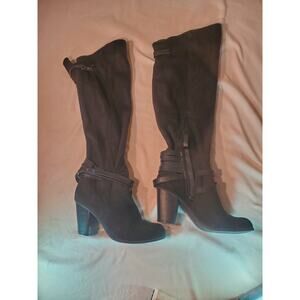 Black Over the Knee / Thigh High Heel Boots Women's Boot Size 7.5 Faux Suede